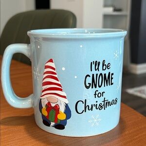 I’ll be Gnome for Christmas blue double sided coffee cup mug. Large